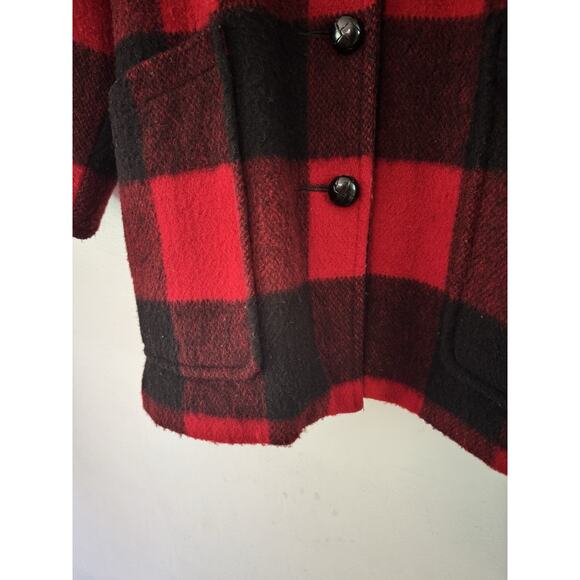 Woolrich Vintage Wool Winter Coat Button Front Buffalo Plaid Women’s Medium USA - Picture 4 of 8